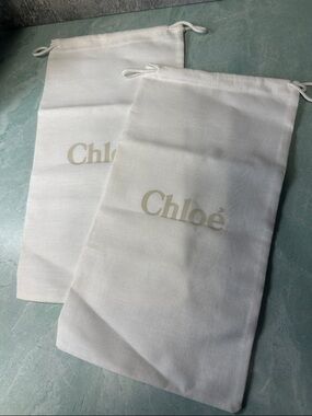 Chloé White Drawstring Shoe Dust Bags (Set of 2) Authentic